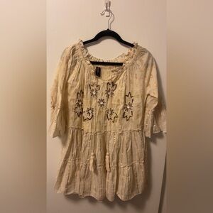 Sacred Threads Cream Floral Mini Dress